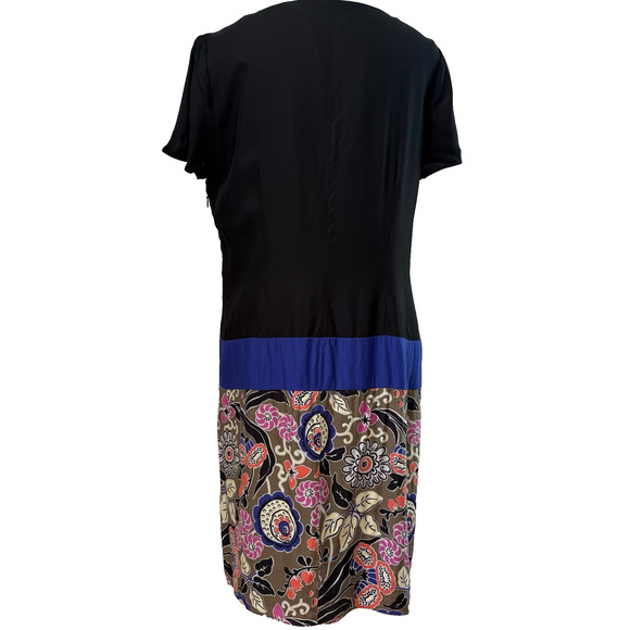 BODEN Silk Viscose Colorblock Floral Shift Dress Sz 10 Artsy Boho Retro Brompton - Picture 11 of 13